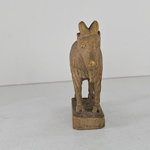 Handcrafted Wooden Goat Figurine Rustic Animal Sculpture Home Decor Accent Art - Picture 3 of 9